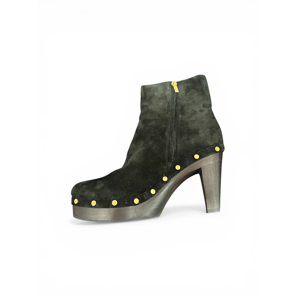 Veronica Beard Black Suede Studded Platform Clog Ankle Boots Water Repellent 9M - Picture 5 of 10